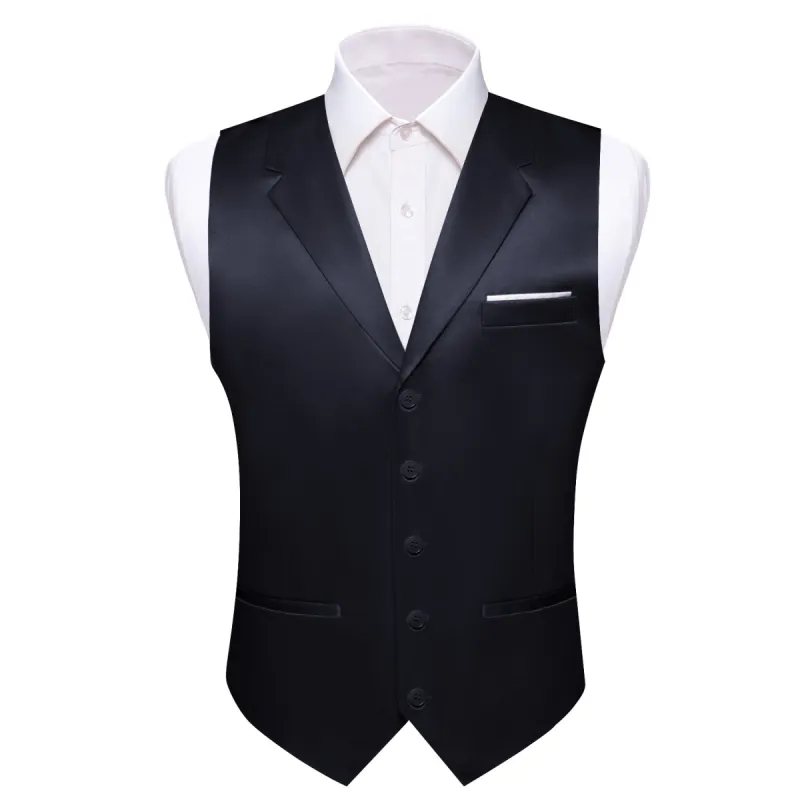 Barry.wang Black Solid Vest Waistcoat Set sold by Barrywang