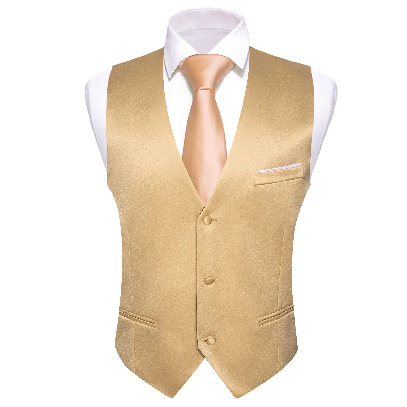Fashionable Gold Solid Silk Waistcoat Vest for Business sold by Barrywang product image thumbnail 2