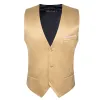 Fashionable Gold Solid Silk Waistcoat Vest for Business sold by Barrywang