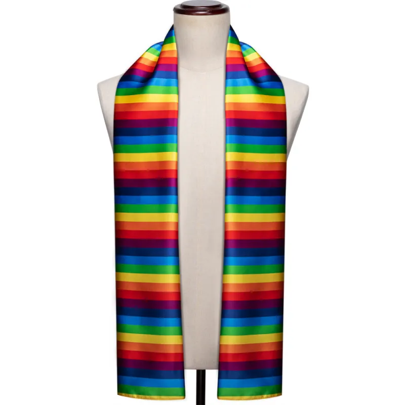 Barry Wang Rainbow Striped Silk Scarf for Men Accessory sold by Barrywang
