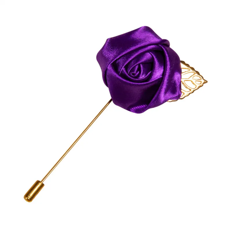 Barry Wang Accessories Purple Heart Floral Lapel Pin Men's Brooch sold by Barrywang