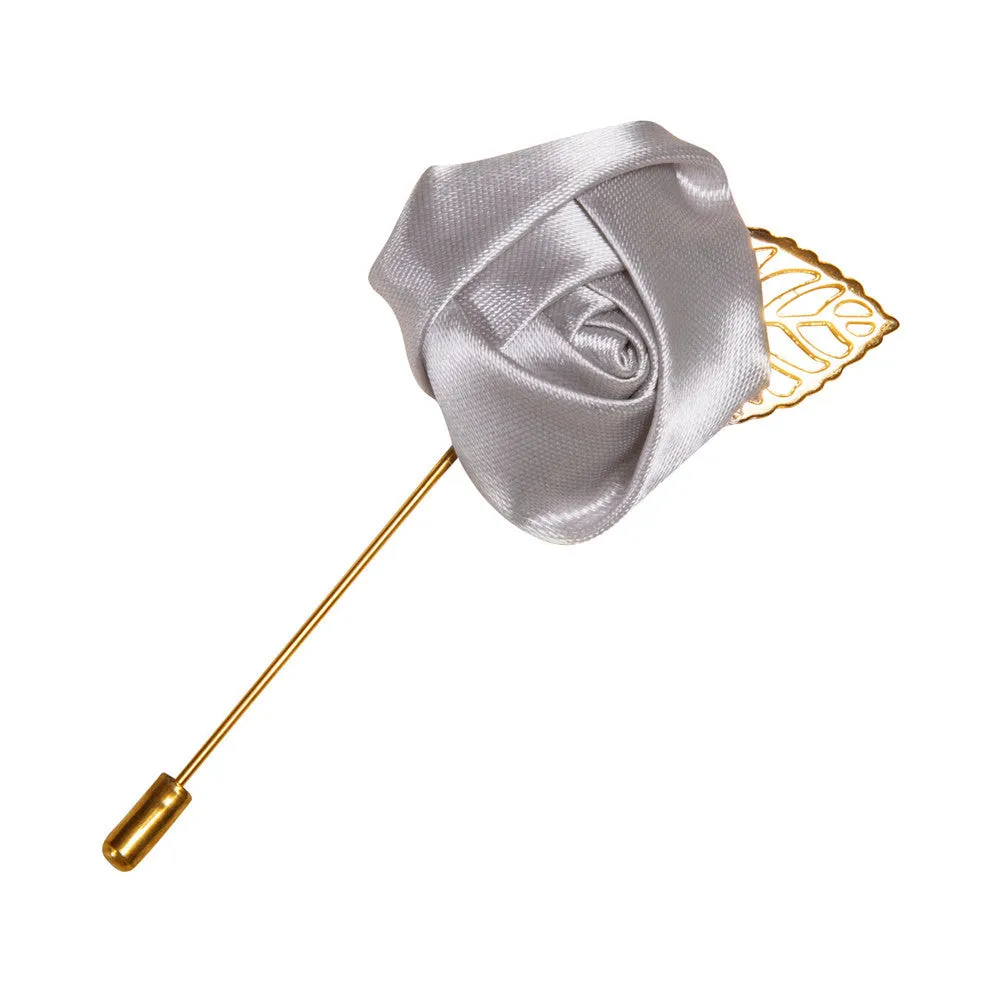 Barry Wang Accessories Grey Floral Lapel Pin Men's Brooch sold by Barrywang
