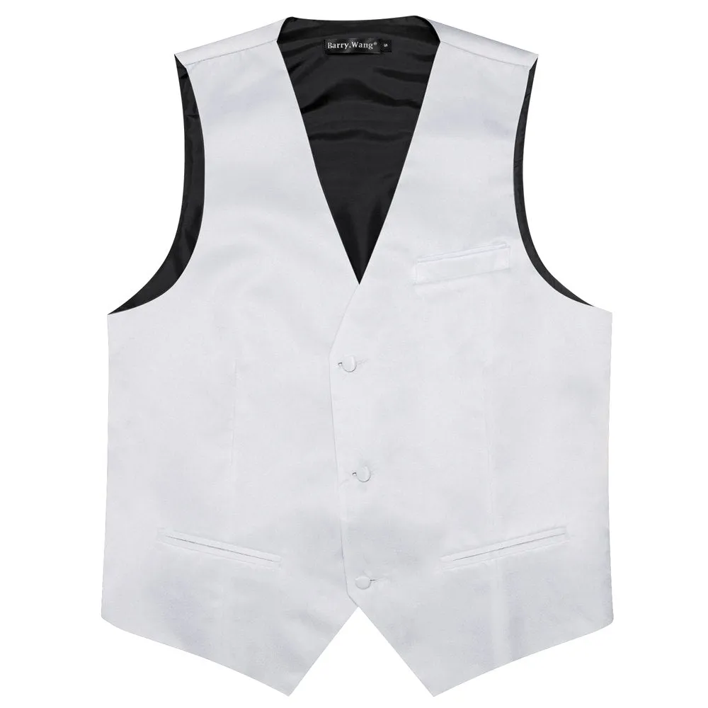 Barry Wang 5pcs Mens Waistcoat Set Platinum White Solid Vest Tie Set sold by Barrywang product image thumbnail 3