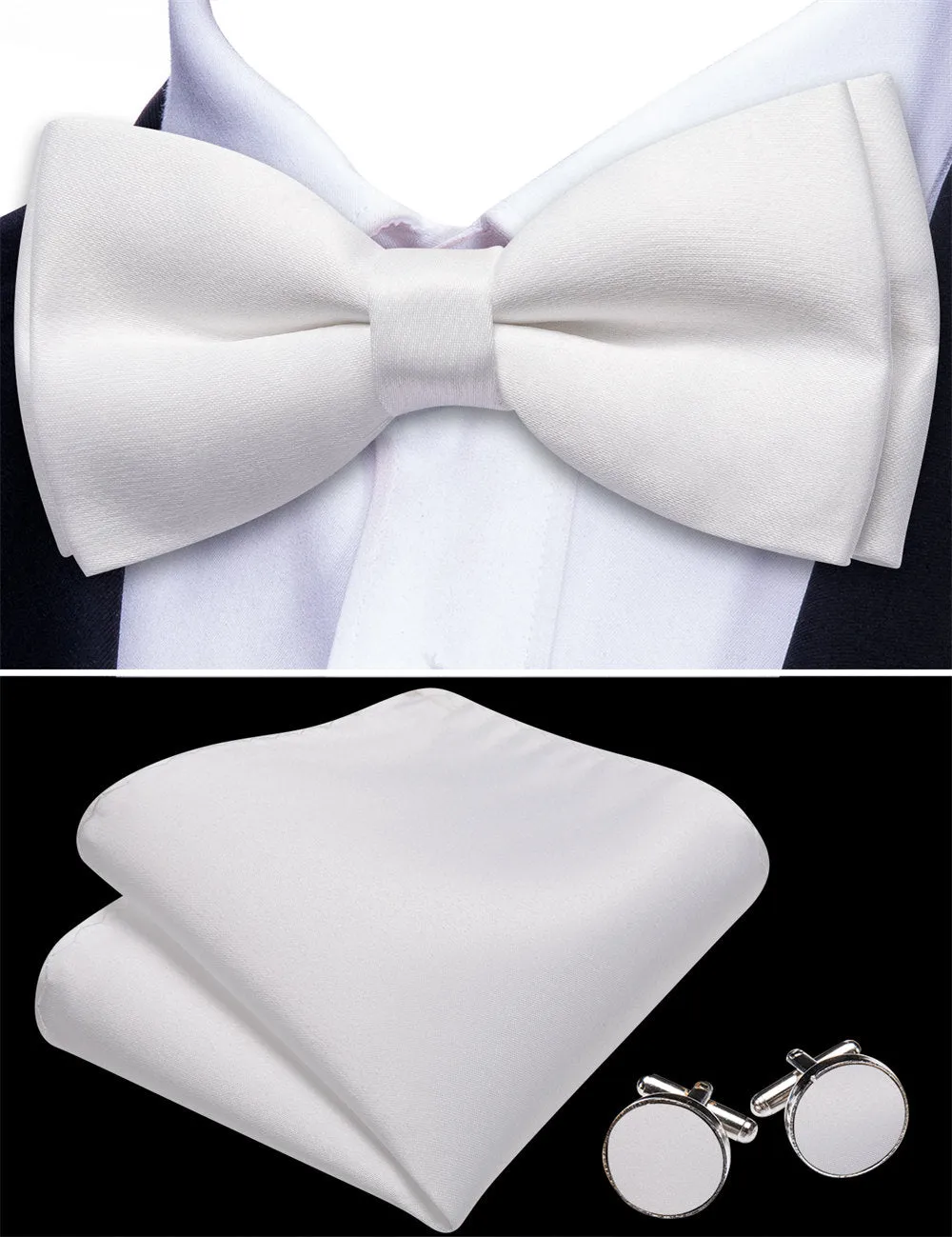 Barry Wang 5pcs Mens Waistcoat Set Platinum White Solid Vest Tie Set sold by Barrywang product image thumbnail 4