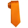 Barry Wang Orange Necktie Solid Silk Tie Pocket Square Cufflinks Set sold by Barrywang