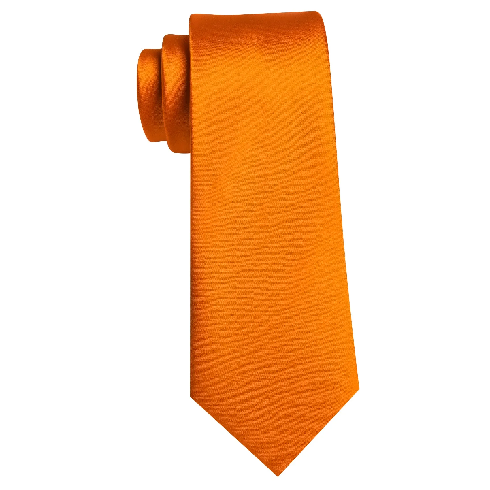 Barry Wang Orange Necktie Solid Silk Tie Pocket Square Cufflinks Set sold by Barrywang product image thumbnail 5