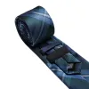 Barry Wang Plaid Tie Blue Green Mens Dress Work Tie Pocket Square Cufflinks Set sold by Barrywang