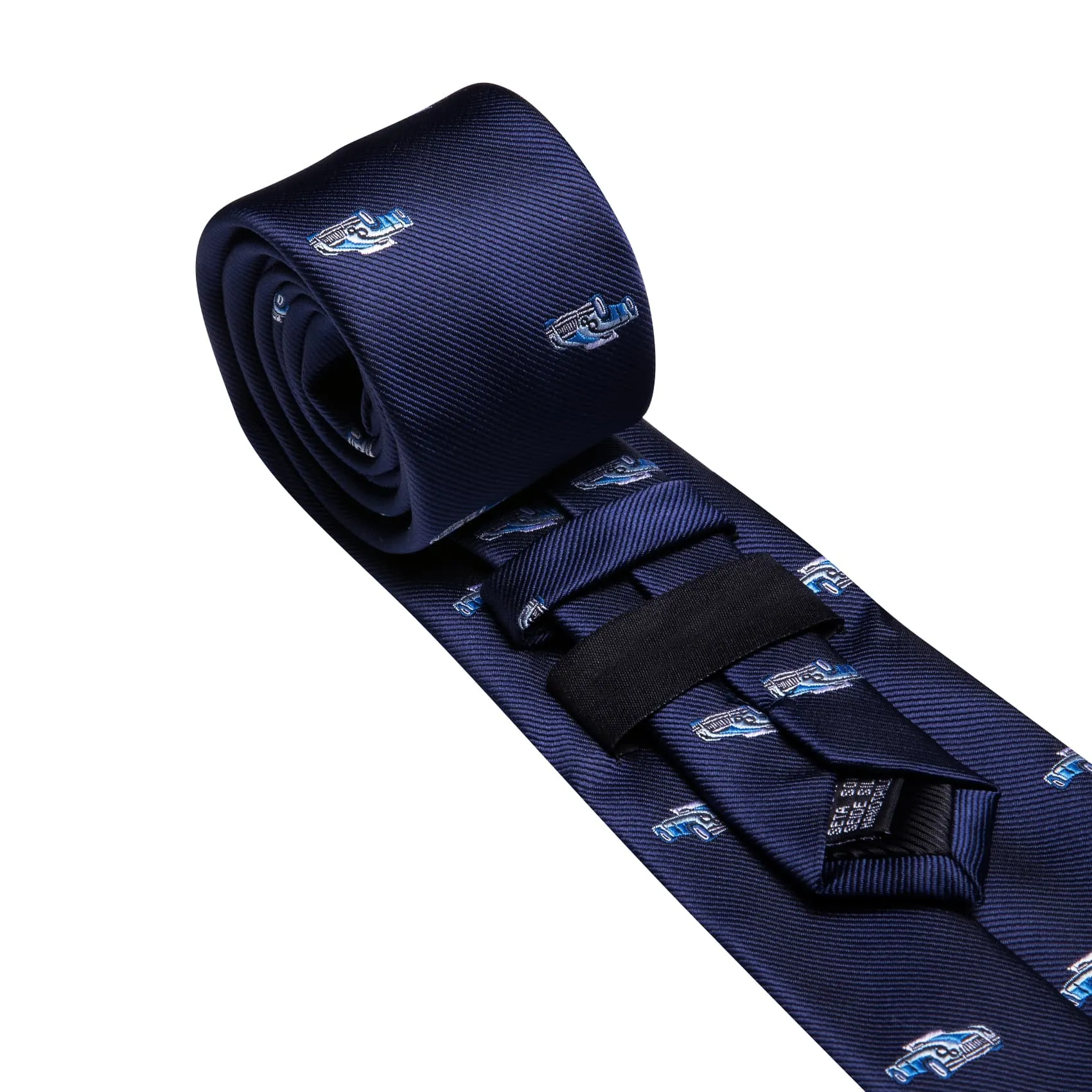Barry Wang Dark Blue Necktie Blue Car Novelty Pattern Mens Tie Set sold by Barrywang product image thumbnail 4