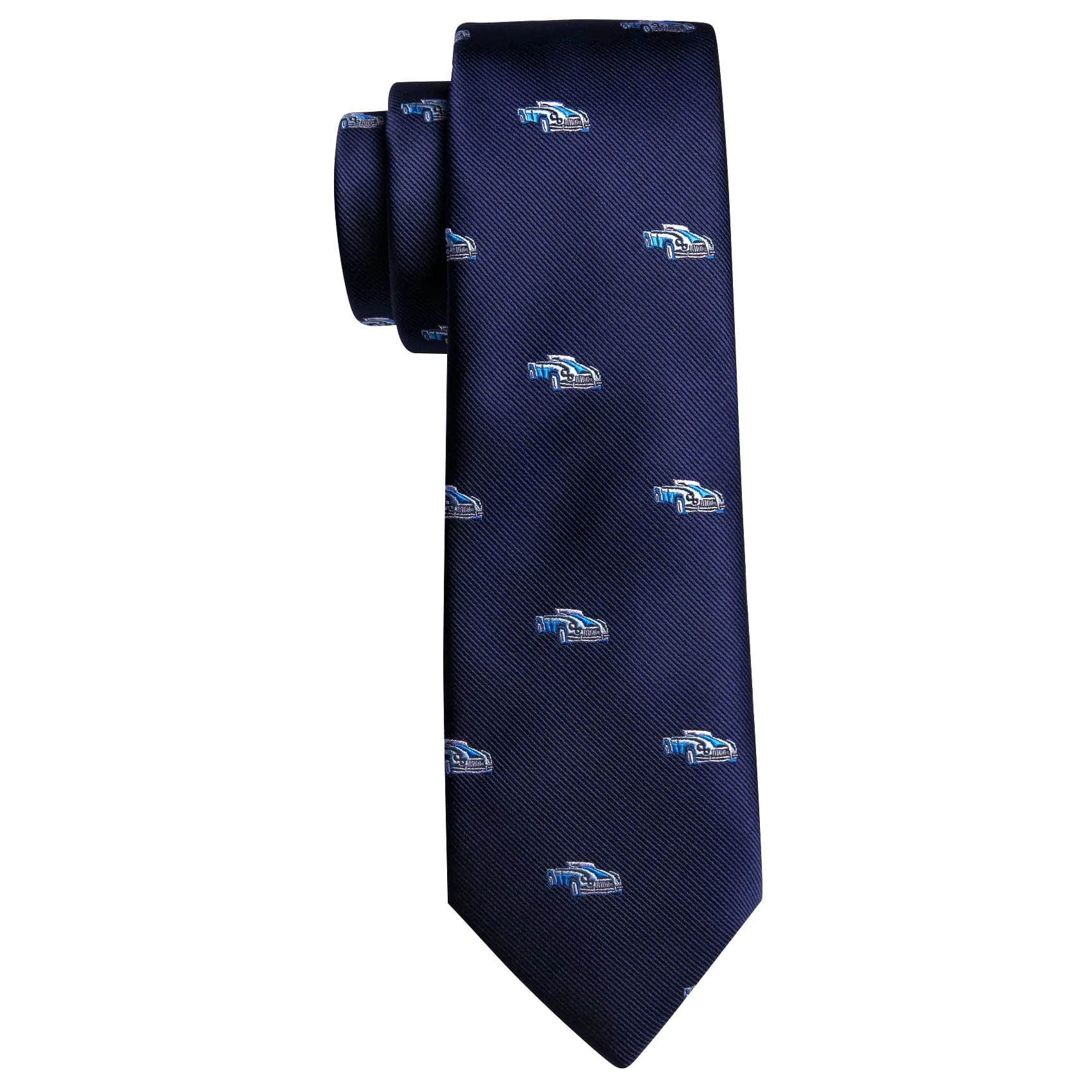 Barry Wang Dark Blue Necktie Blue Car Novelty Pattern Mens Tie Set sold by Barrywang product image thumbnail 5