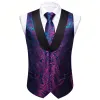 Barry. Wang Mens Vest Blue Purple Paisley Black Shawl Lapel Silk Waistcoat Tie Set sold by Barrywang