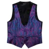 Barry. Wang Mens Vest Blue Purple Paisley Black Shawl Lapel Silk Waistcoat Tie Set sold by Barrywang