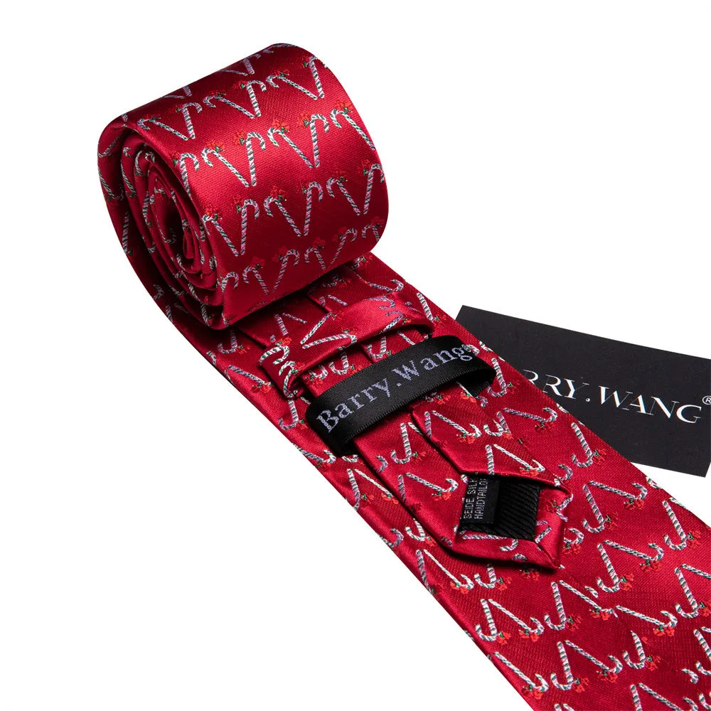 Barry Wang Christmas Red Candy Cane Necktie Hanky Cufflinks Set sold by Barrywang product image thumbnail 5