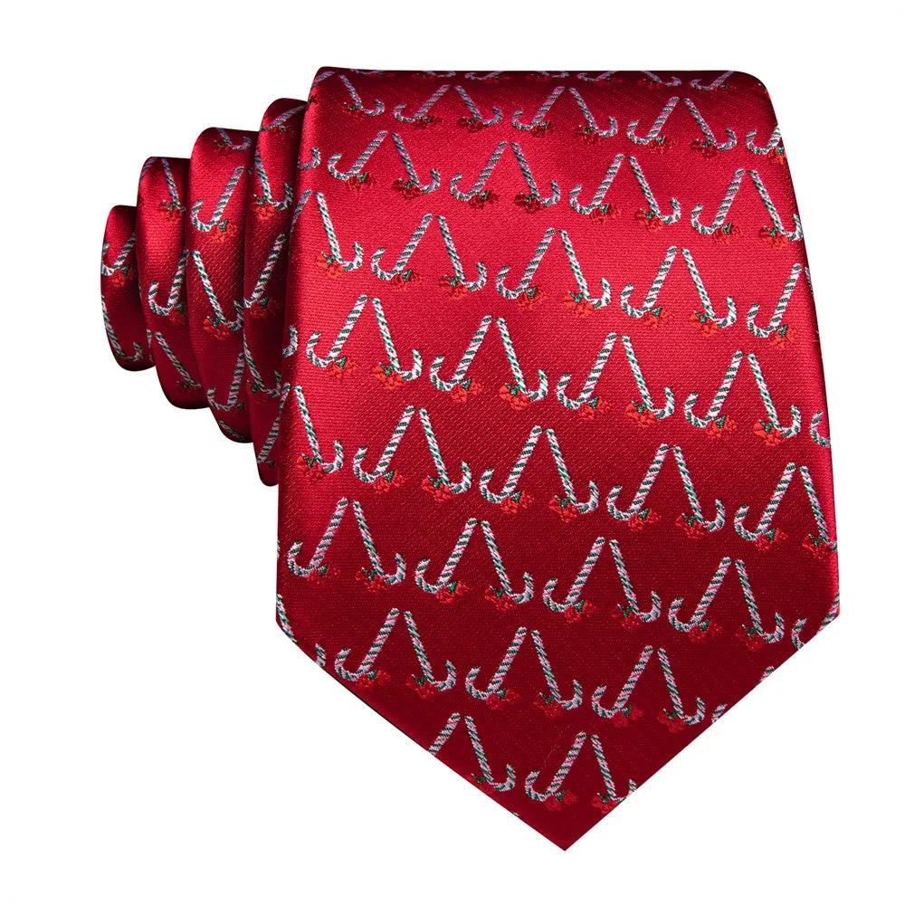 Barry Wang Christmas Red Candy Cane Necktie Hanky Cufflinks Set sold by Barrywang product image thumbnail 3