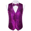 Barry Wang Mens Sequin Top Dark Purple Solid V-Neck Vest Bow Tie Set sold by Barrywang