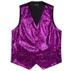 Barry Wang Mens Sequin Top Dark Purple Solid V-Neck Vest Bow Tie Set sold by Barrywang
