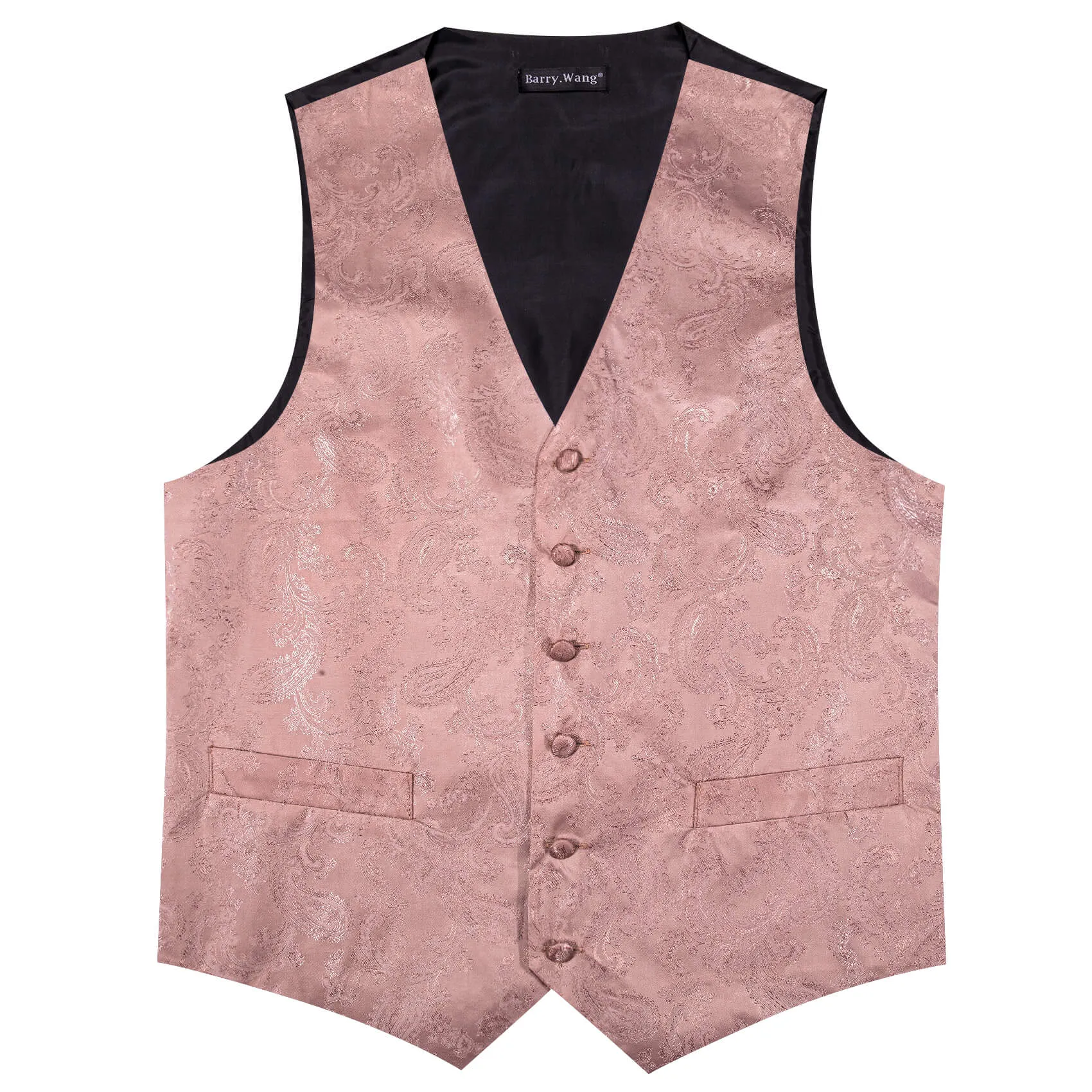 Barry Wang 5pcs Mens Waistcoat Set Dusty Rose Pink Paisley Vest sold by Barrywang product image thumbnail 5