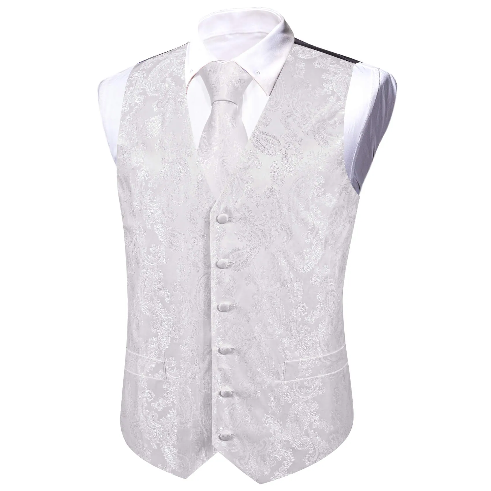Barry. Wang 5pcs Mens Waistcoat Set GhostWhite Paisley Vest sold by Barrywang product image thumbnail 3