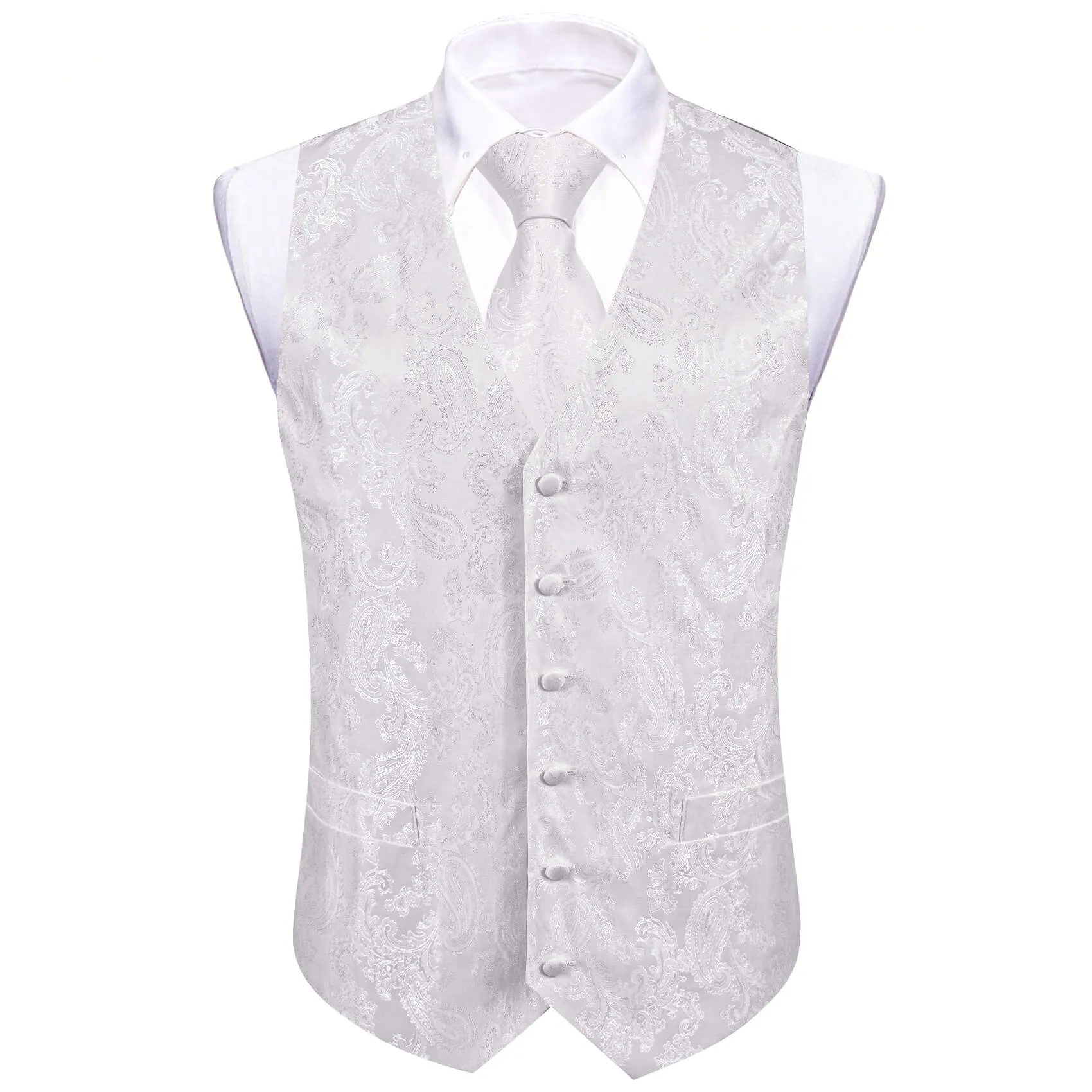 Barry. Wang 5pcs Mens Waistcoat Set GhostWhite Paisley Vest sold by Barrywang product image thumbnail 2