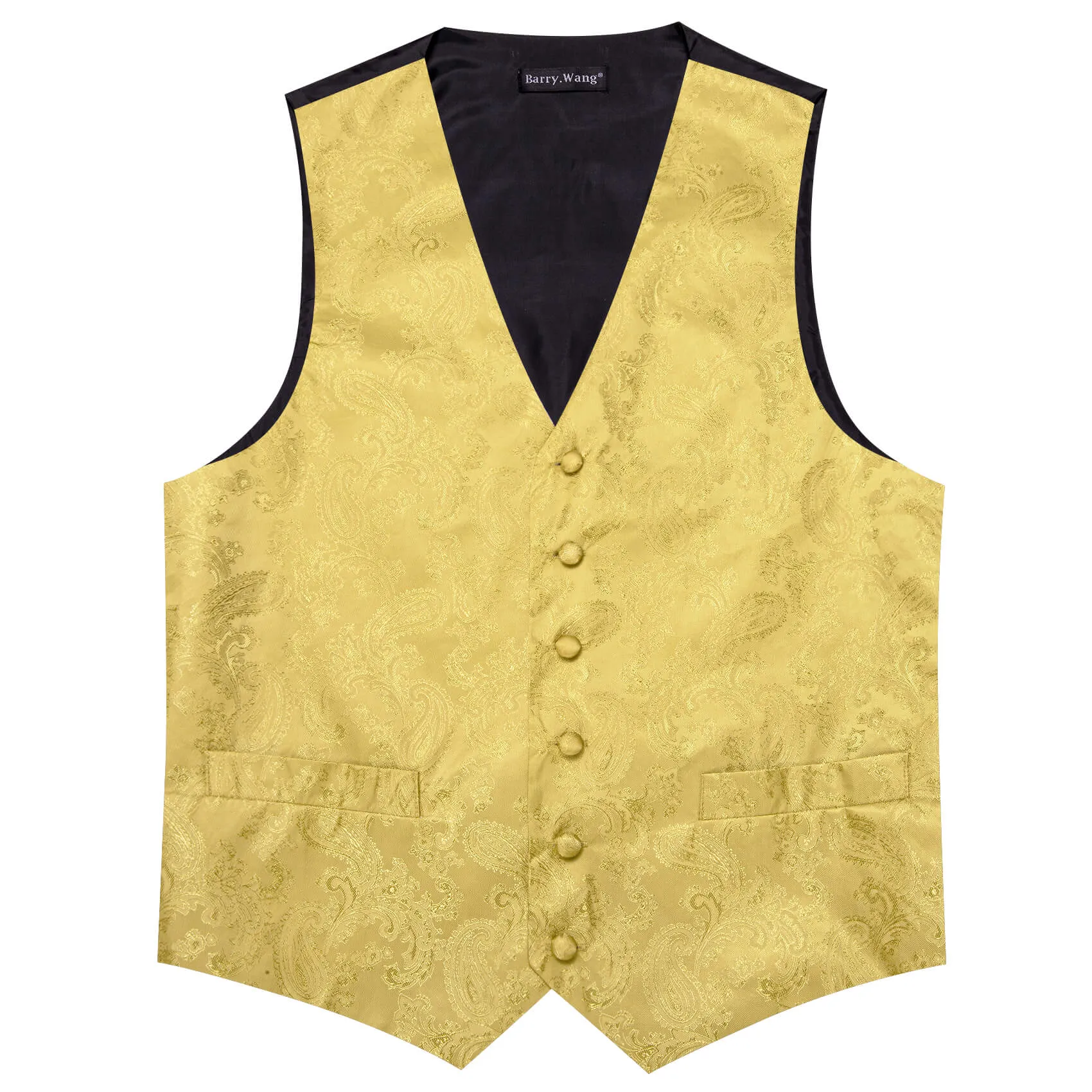 Barry. Wang 5pcs Mens Waistcoat Set Sand Yellow Paisley Vest sold by Barrywang product image thumbnail 5