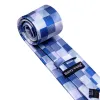 Barry. Wang Blue Tie Gradient Blue Grey Plaid Handkerchief Necktie Set sold by Barrywang