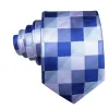Barry. Wang Blue Tie Gradient Blue Grey Plaid Handkerchief Necktie Set sold by Barrywang