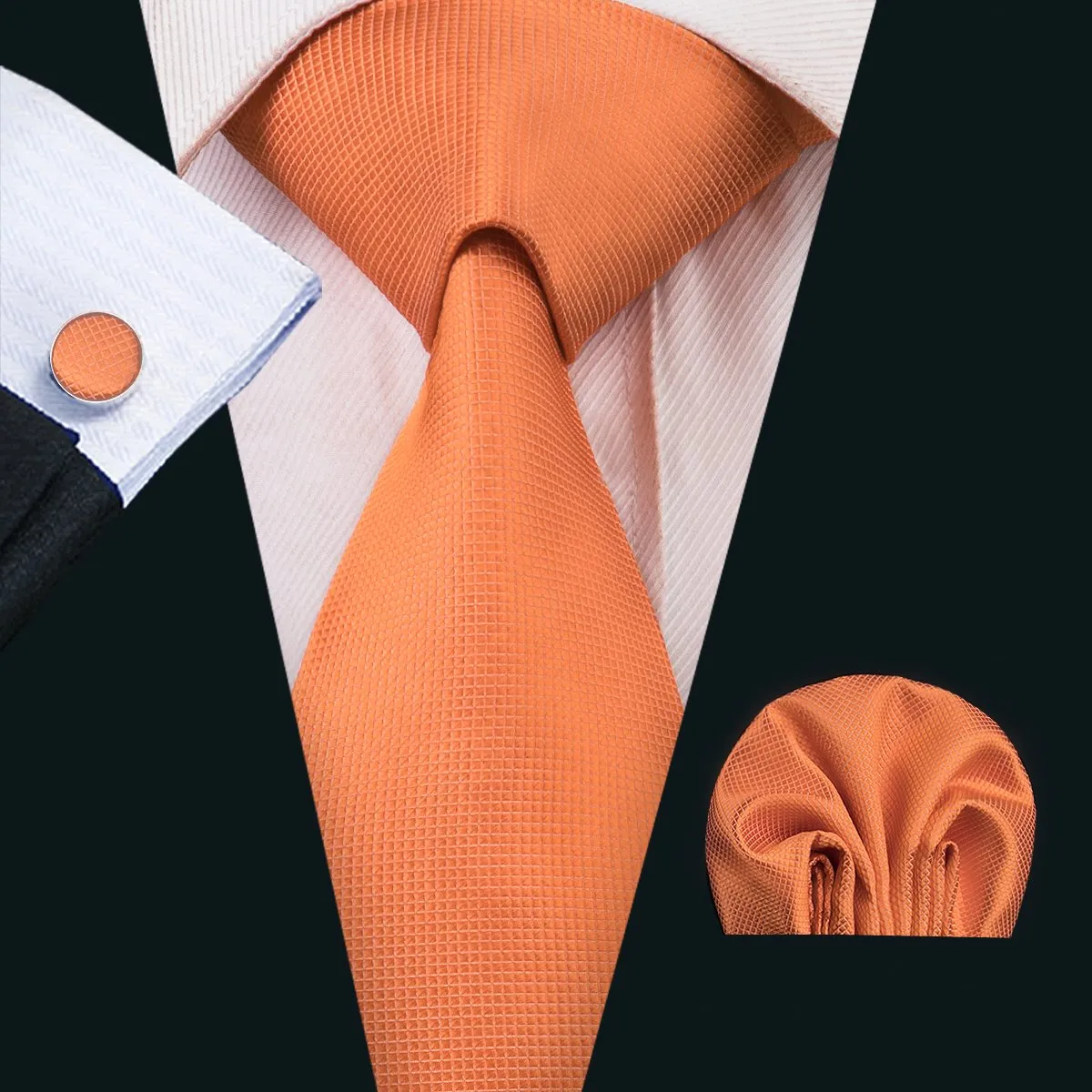 Barry. Wang Solid Tie Pocket Square Cufflinks Set sold by Barrywang product image thumbnail 5