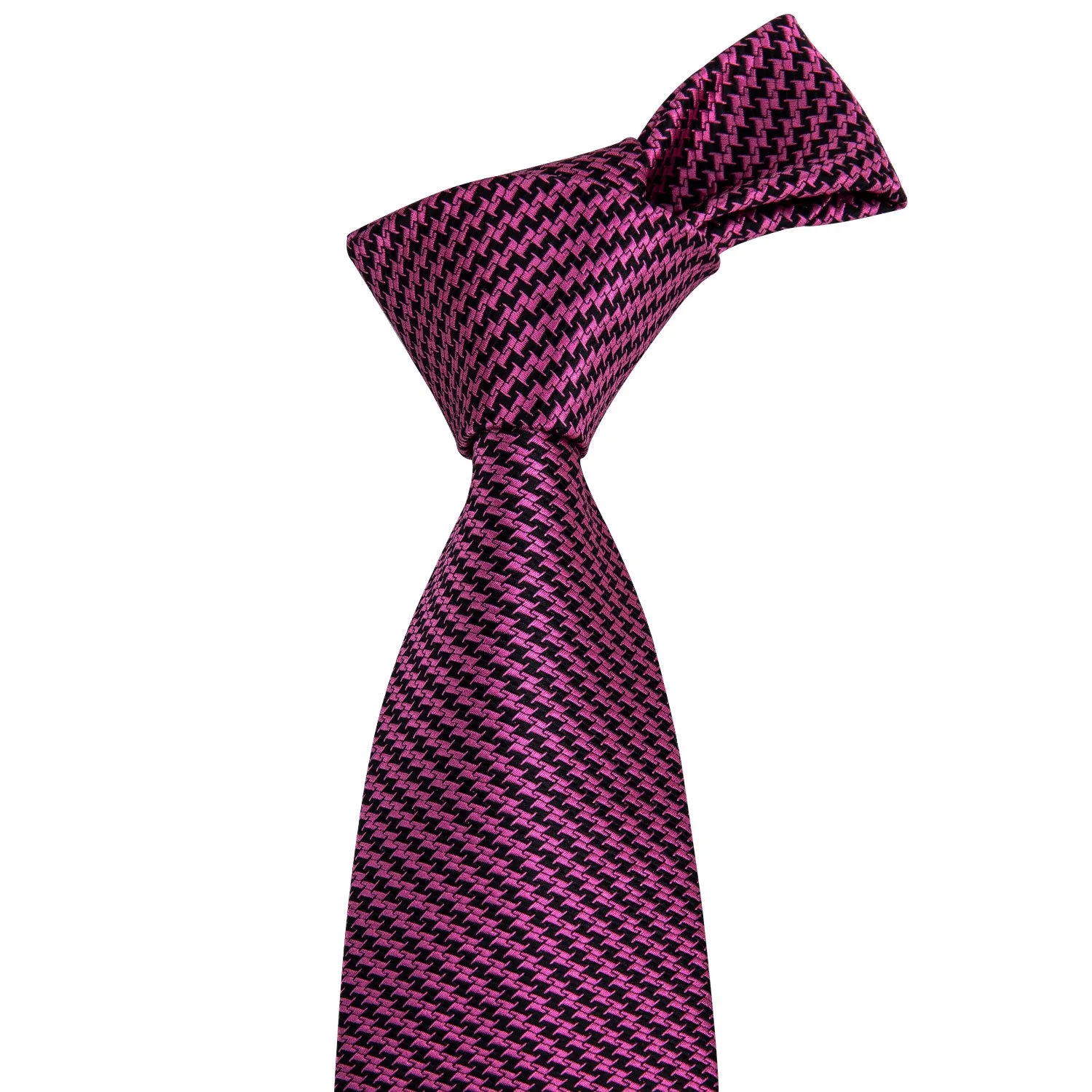 Barry. Wang Purple Houndstooth Silk Fabric Tie Hanky Cufflinks Set sold by Barrywang product image thumbnail 3