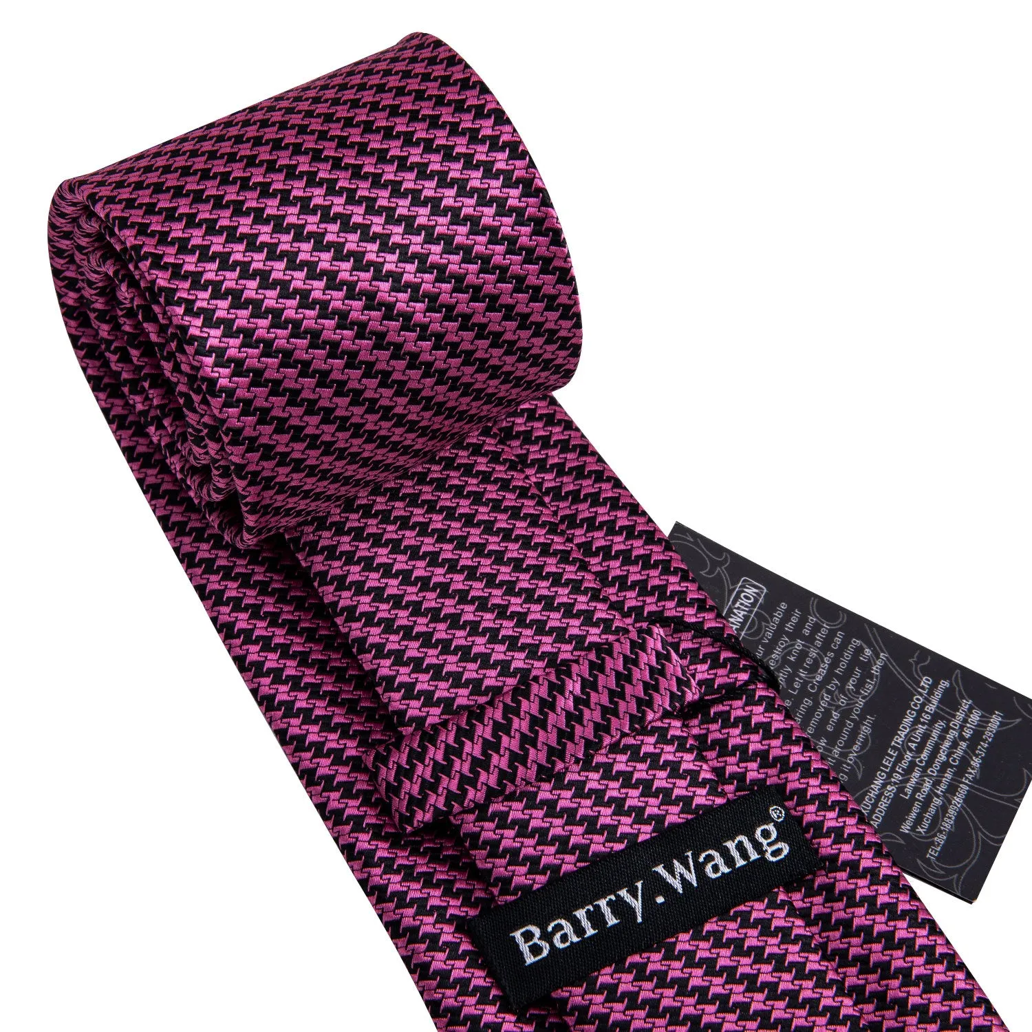 Barry. Wang Purple Houndstooth Silk Fabric Tie Hanky Cufflinks Set sold by Barrywang product image thumbnail 4