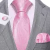 Pink Paisley Silk Tie Handkerchief Cufflinks Set sold by Barrywang