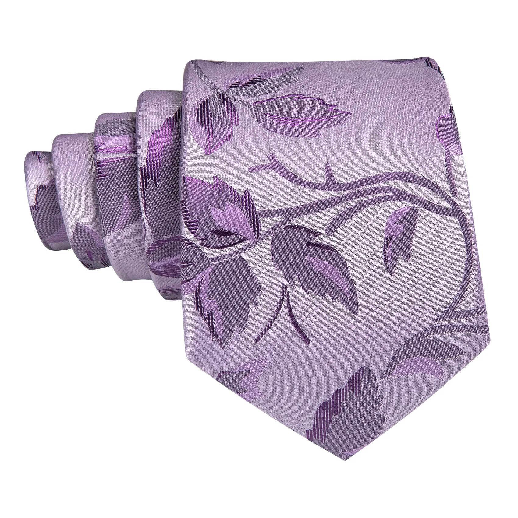 Barry. Wang Pale Lavender Leaf Floral Silk Tie Handkerchief Cufflinks Set sold by Barrywang product image thumbnail 4