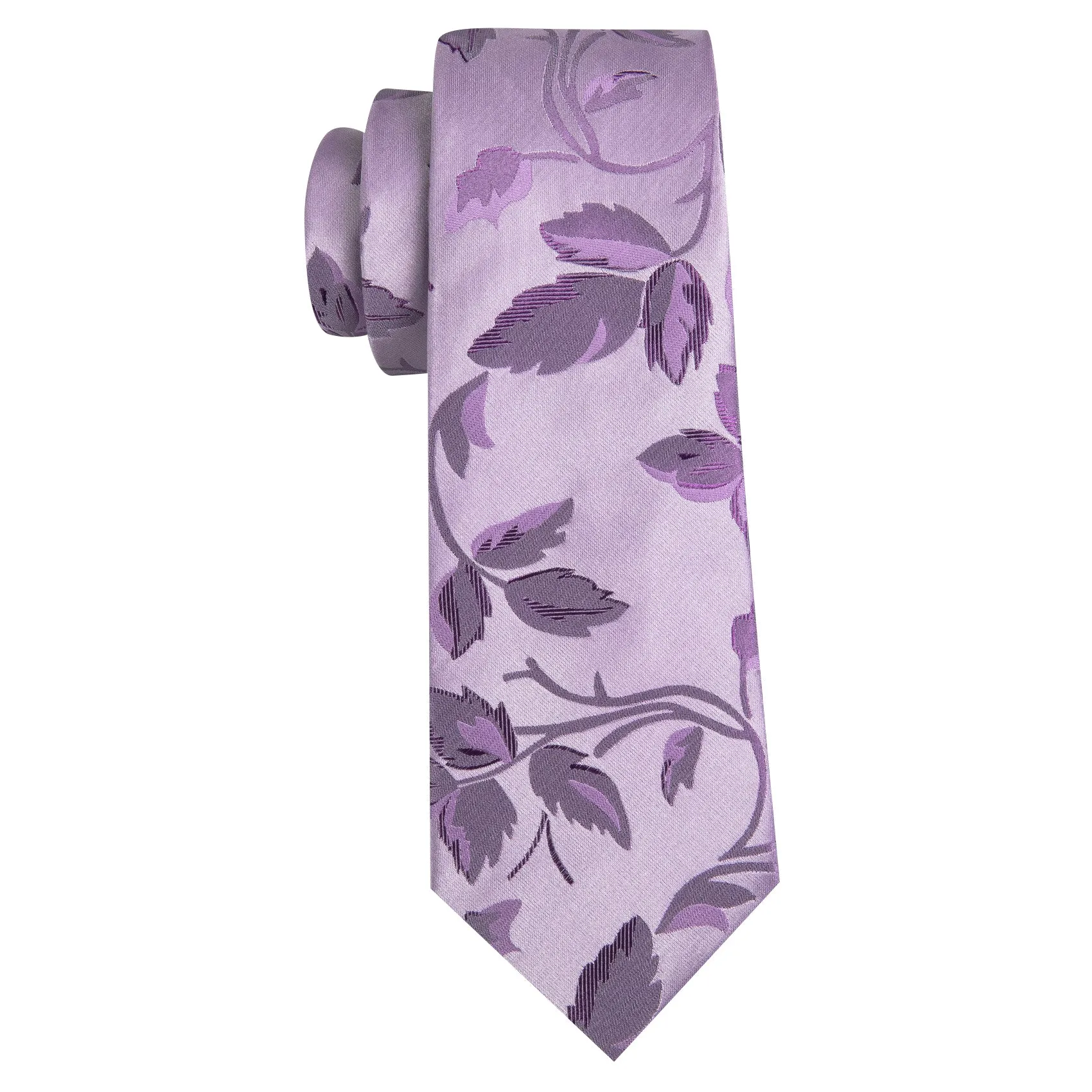Barry. Wang Pale Lavender Leaf Floral Silk Tie Handkerchief Cufflinks Set sold by Barrywang product image thumbnail 5