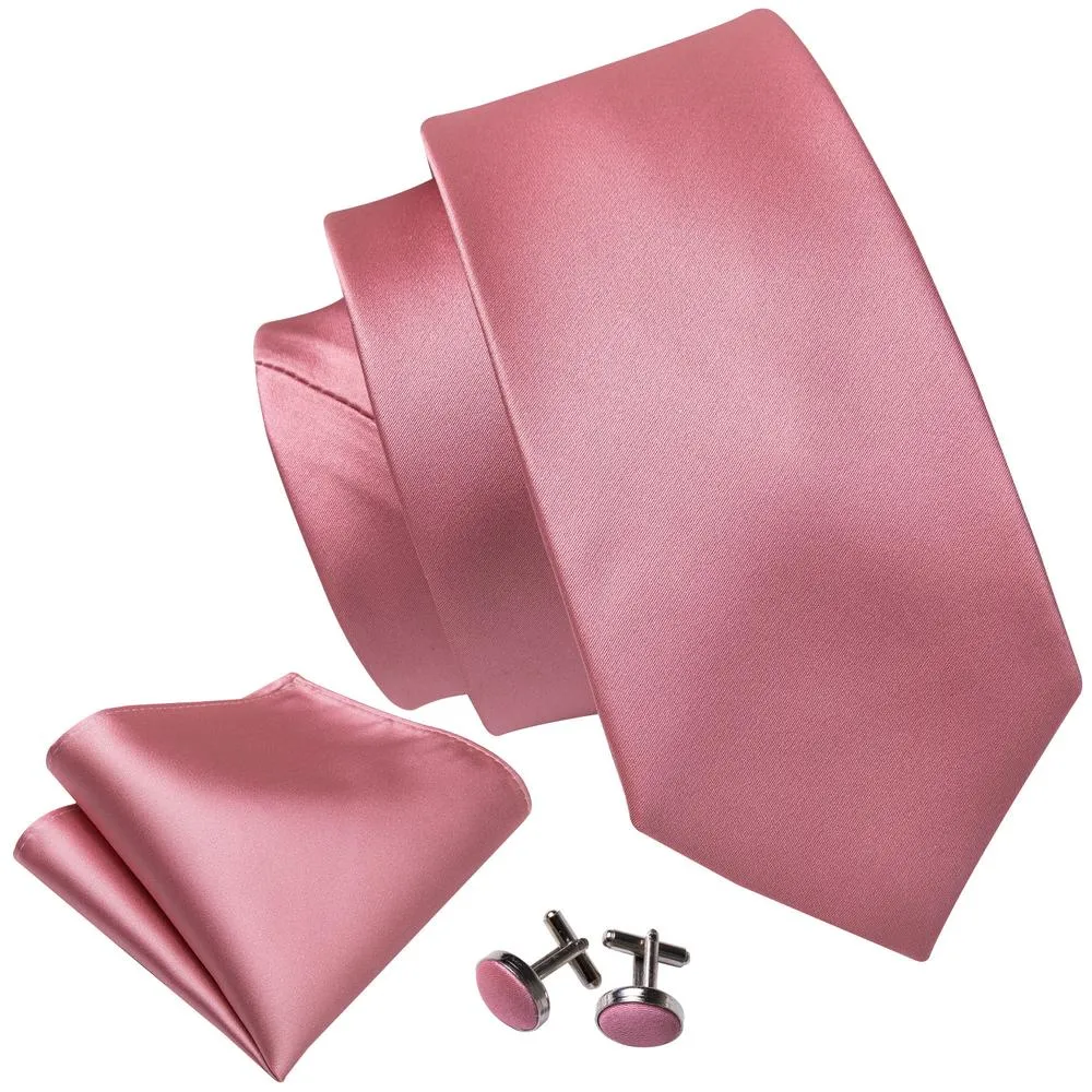 Barry. Wang Pink Solid Tie Hanky Cufflinks Set sold by Barrywang product image thumbnail 2