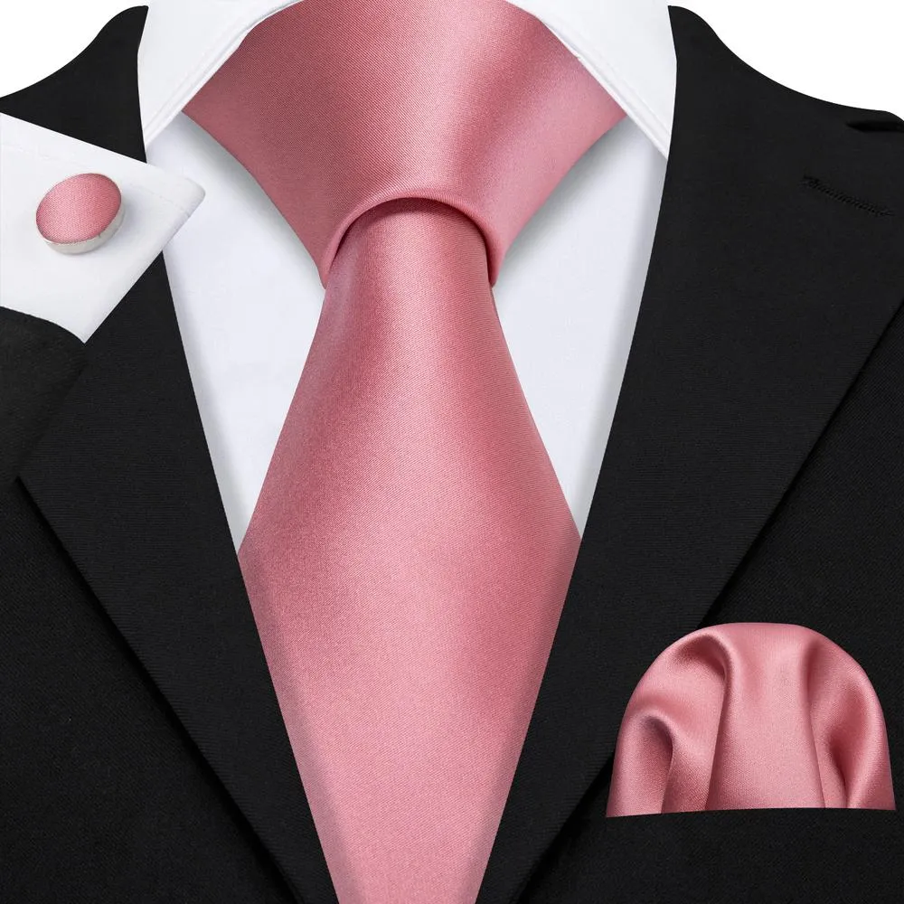 Barry. Wang Pink Solid Tie Hanky Cufflinks Set sold by Barrywang