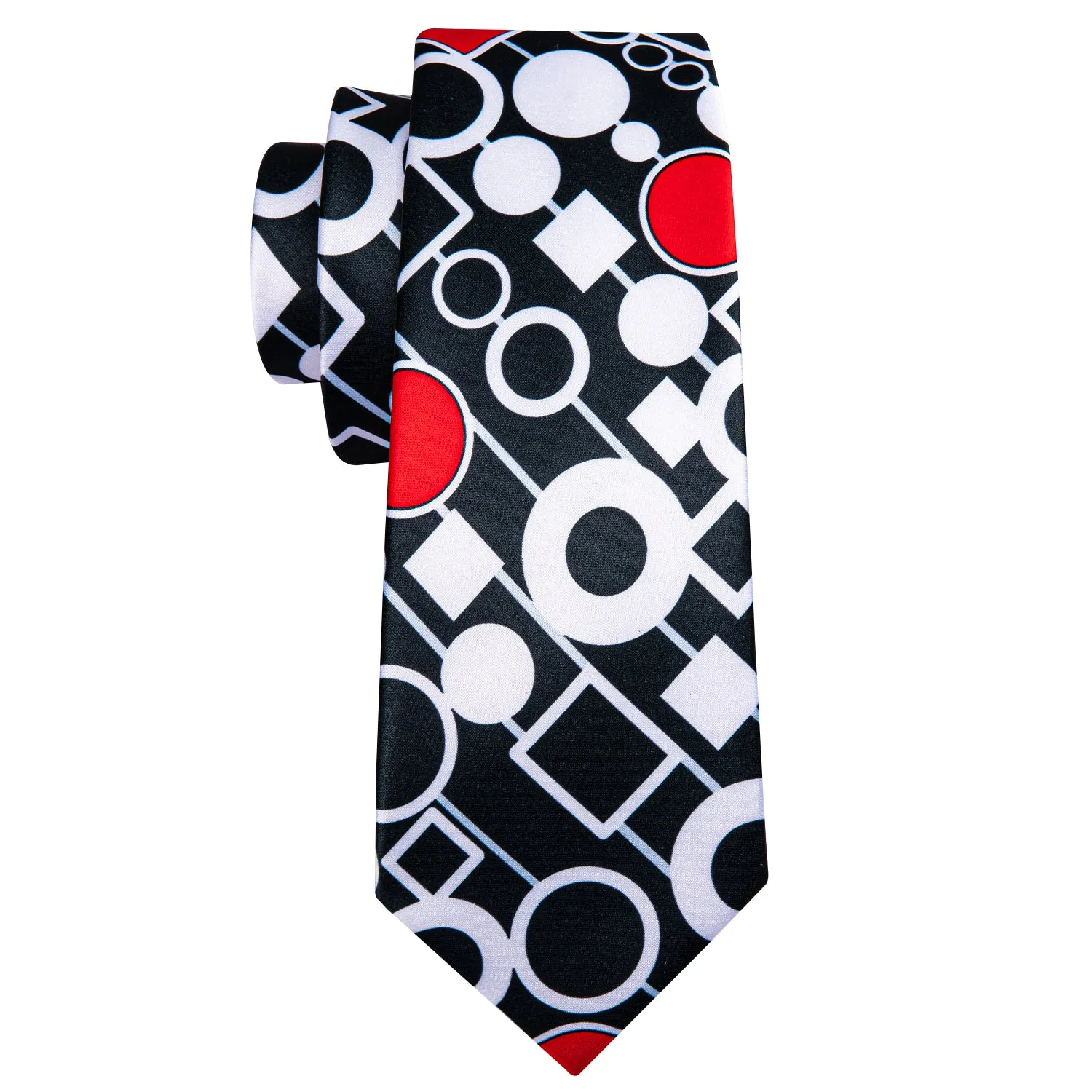 Barry. Wang Black White Red Novelty Silk Tie Hanky Cufflinks Set sold by Barrywang product image thumbnail 5