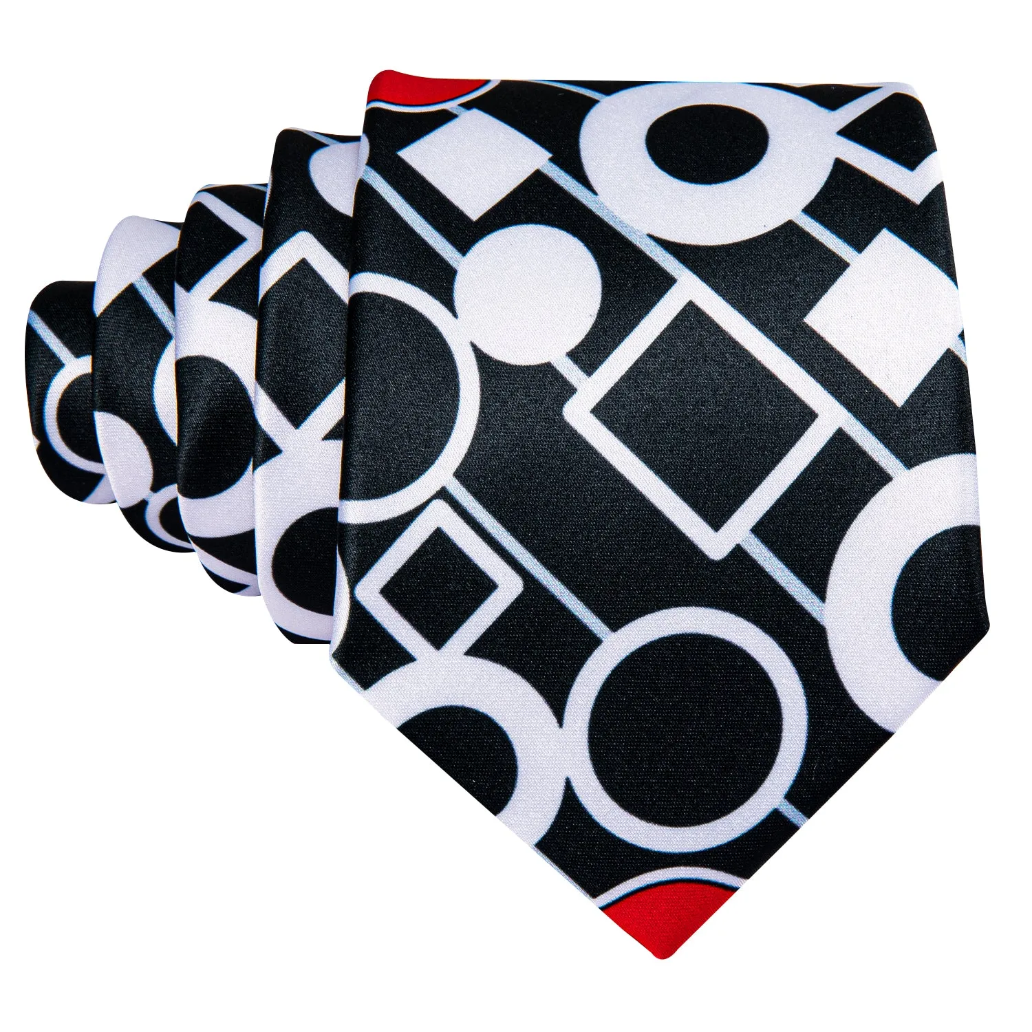 Barry. Wang Black White Red Novelty Silk Tie Hanky Cufflinks Set sold by Barrywang product image thumbnail 4