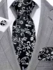 Barry. Wang Black White Flower Silk Tie Handkerchief Cufflinks Set sold by Barrywang
