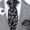 Barry. Wang Black White Flower Silk Tie Handkerchief Cufflinks Set sold by Barrywang