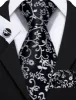 Barry. Wang Black White Flower Silk Tie Handkerchief Cufflinks Set sold by Barrywang