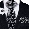 Barry. Wang Black White Flower Silk Tie Handkerchief Cufflinks Set sold by Barrywang