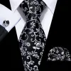 Barry. Wang Black White Flower Silk Tie Handkerchief Cufflinks Set sold by Barrywang