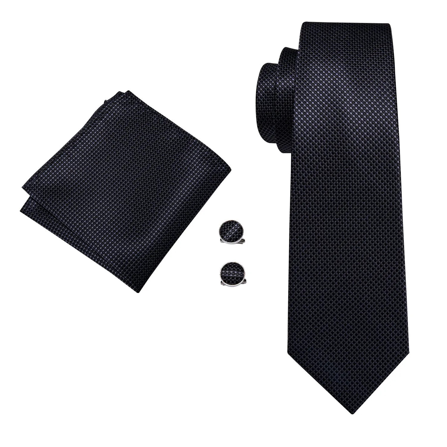 Black Striped Tie Hanky Cufflinks Set sold by Barrywang product image thumbnail 3