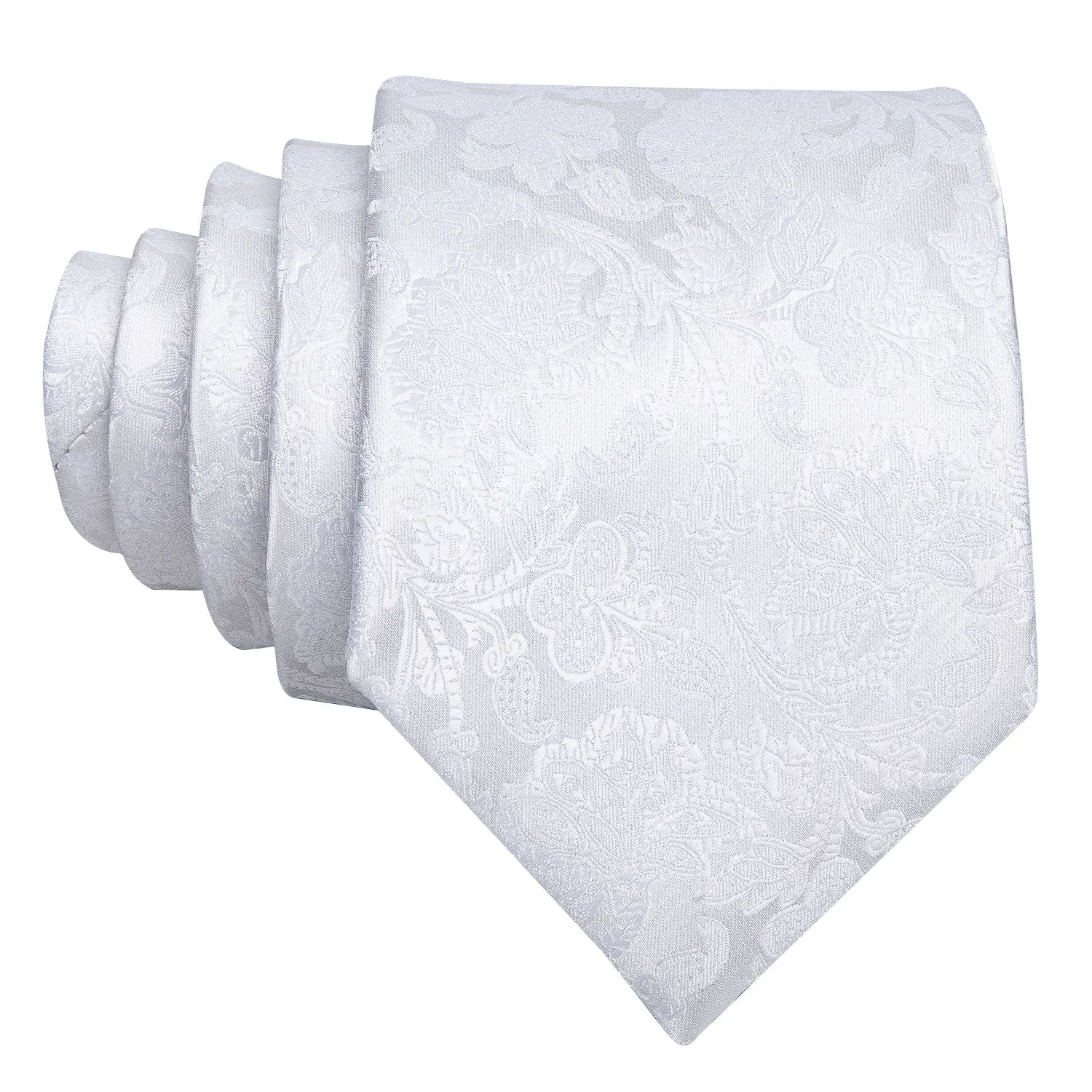 Barry. Wang White Floral Silk Tie Hanky Cufflinks Set sold by Barrywang product image thumbnail 3