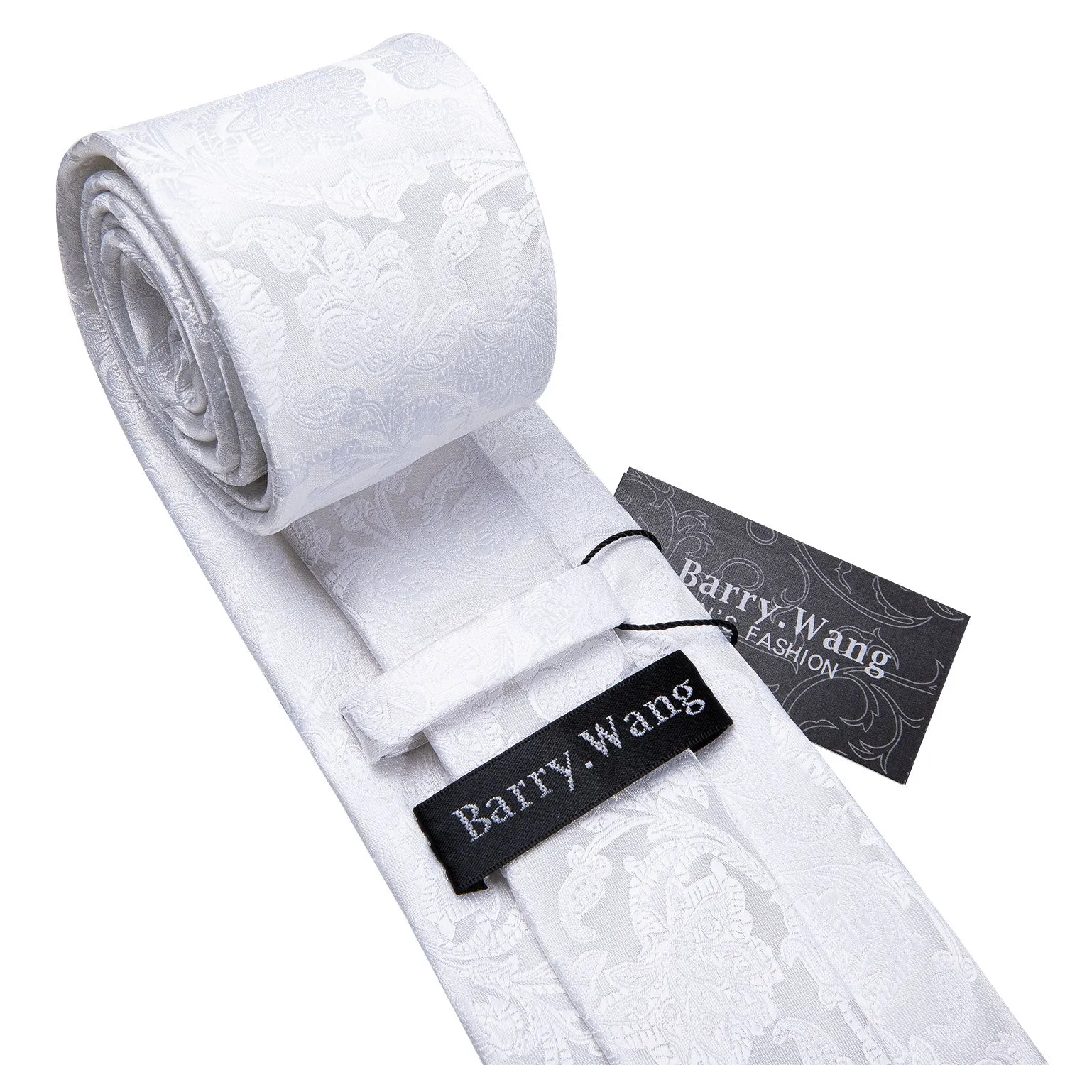 Barry. Wang White Floral Silk Tie Hanky Cufflinks Set sold by Barrywang product image thumbnail 5