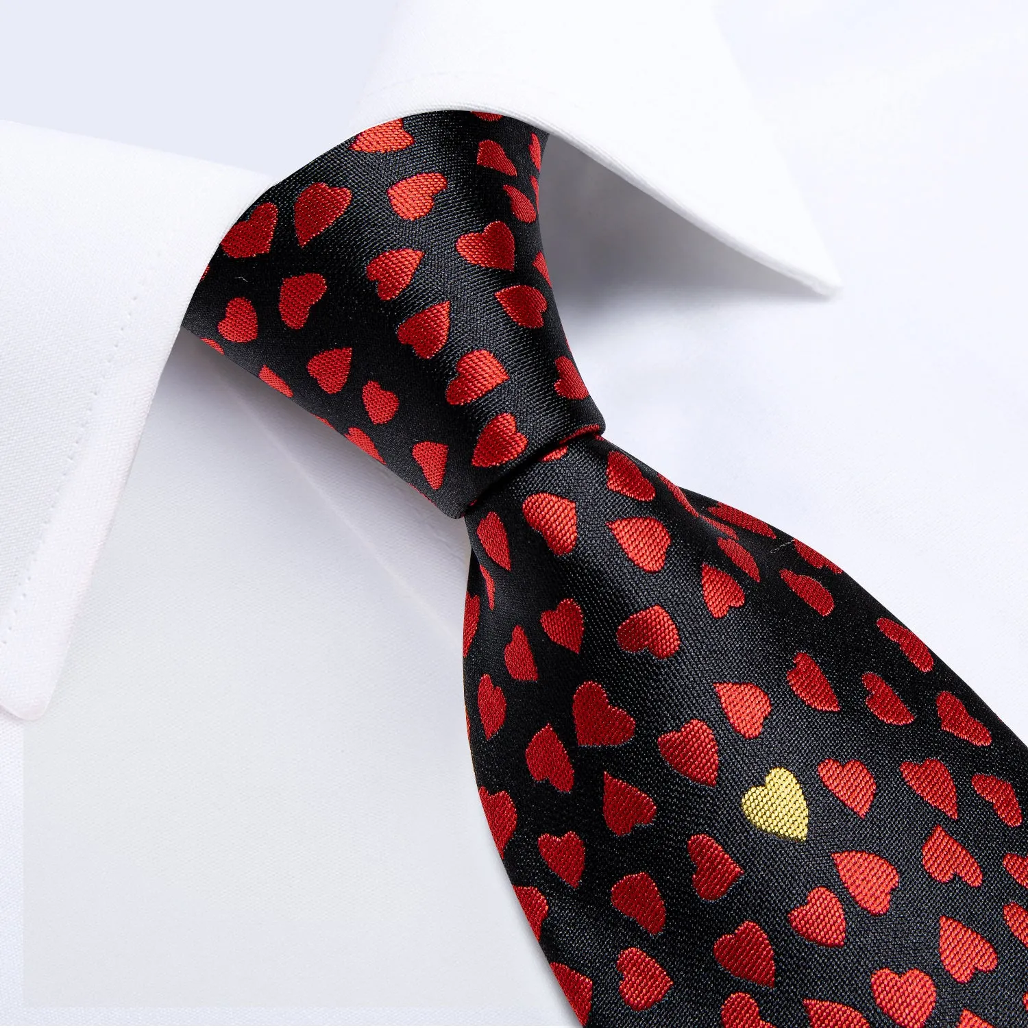 Christmas Red Black Love Men's Tie Lapel Pin Brooch Silk Tie Pocket Square Cufflinks Set Wedding Business Party sold by Barrywang product image thumbnail 5