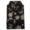 Barry.wang Button Down Shirt Christmas Black Gold Snowflake Floral Silk Shirt sold by Barrywang