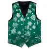 Christmas Green White Xmas Snowflake Waistcoat Vest Tie Hanky Cufflinks Set sold by Barrywang