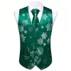 Christmas Green White Xmas Snowflake Waistcoat Vest Tie Hanky Cufflinks Set sold by Barrywang
