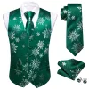Christmas Green White Xmas Snowflake Waistcoat Vest Tie Hanky Cufflinks Set sold by Barrywang