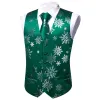 Christmas Green White Xmas Snowflake Waistcoat Vest Tie Hanky Cufflinks Set sold by Barrywang