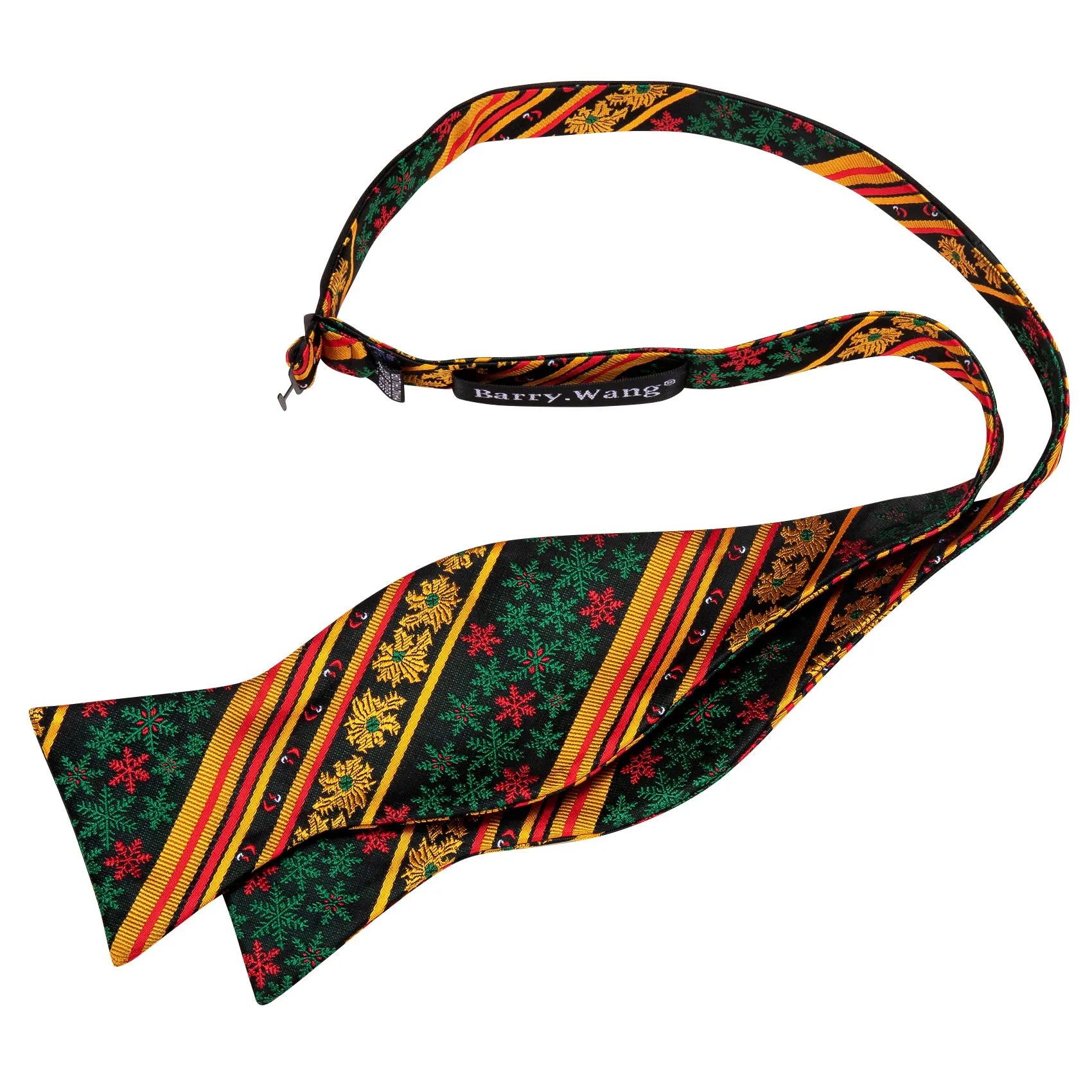 Barry. Wang Christmas Gold Green Snowflake Self Tied Bow Tie Hanky Cufflinks Set sold by Barrywang product image thumbnail 4